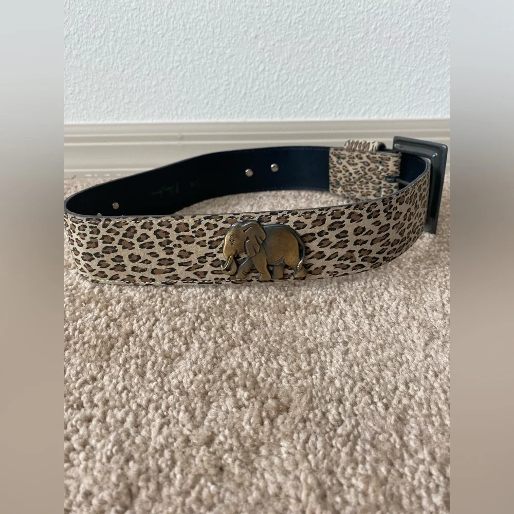 Nan Lewis | Vintage Leopard Decorative Brass Animal Wide Belt Size Small/Medium
